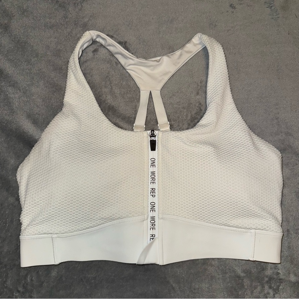 Zyia Active All Star Sports Bra Front Zip White Size Medium
